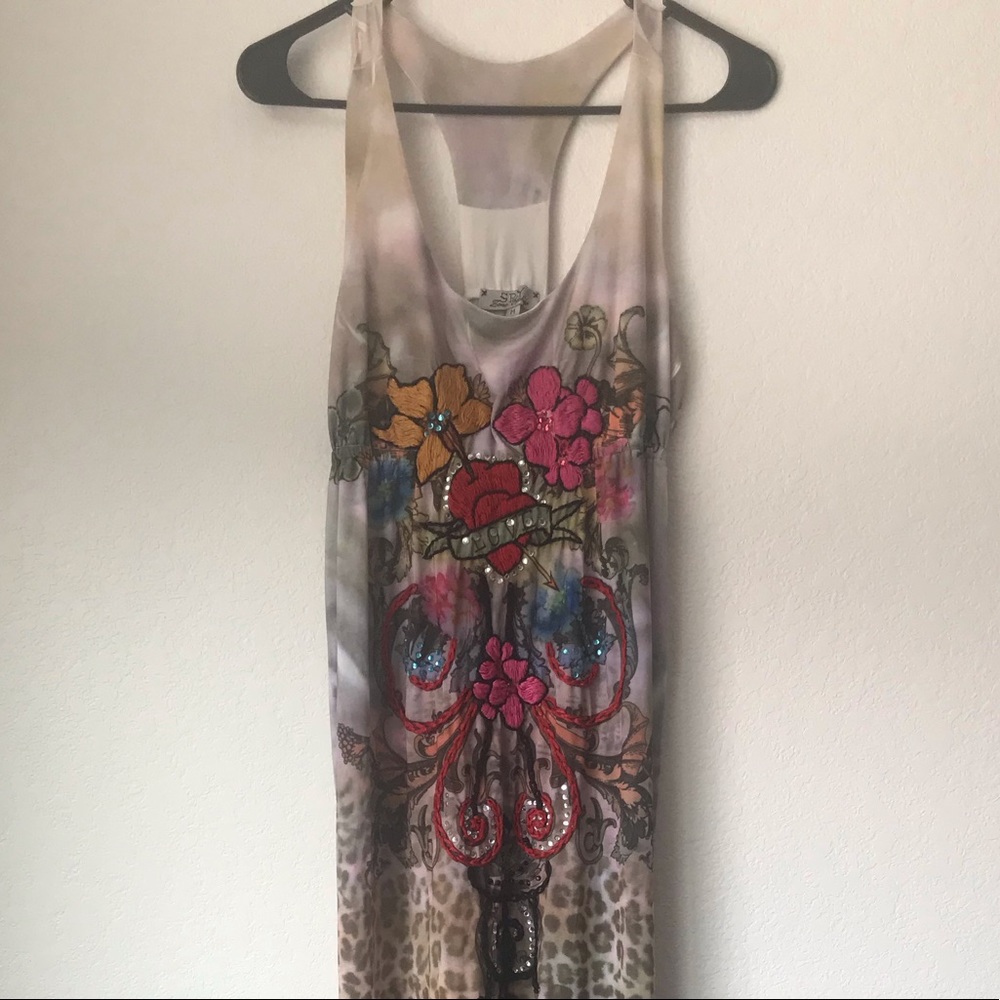 Spy Leopard Embroidered Multi Color Racerback Dress